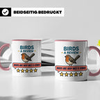 Rotkehlchen Tasse mit lustiger 5 Sterne Bewertung, Birds are – Rosa [farbe:rosa]