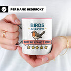 Rotkehlchen Tasse mit lustiger 5 Sterne Bewertung, Birds are – Rosa [farbe:rosa]