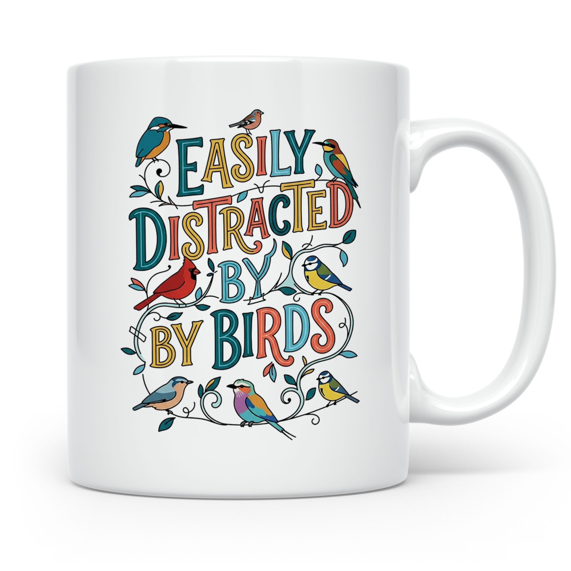 Vogelbeobachter Tasse Easily Distracted By Birds, Geschenk f – Weiß [farbe:weiß]