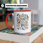 Vogelbeobachter Tasse Easily Distracted By Birds, Geschenk f – Rot [farbe:rot]