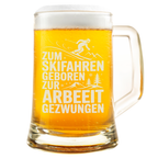 Zum Skifahren geboren – lustiger Bierkrug für Skifahrer, Geschenkidee für Wintersport-Fans, Après-Ski Humor für Männer & Frauen