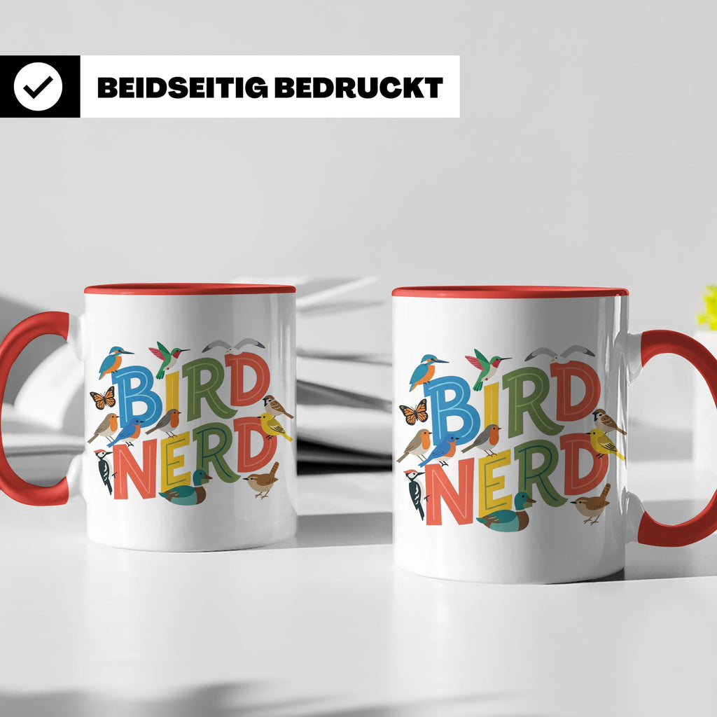 Bird Nerd Tasse für Vogelbeobachter & Ornithologen, lustiger – Rot [farbe:rot]