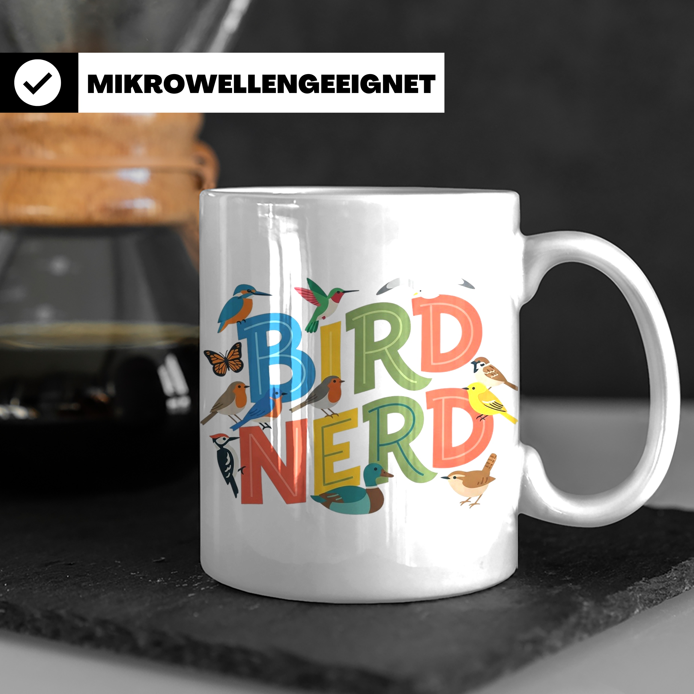 Bird Nerd Tasse für Vogelbeobachter & Ornithologen, lustiger – Weiß [farbe:weiß]
