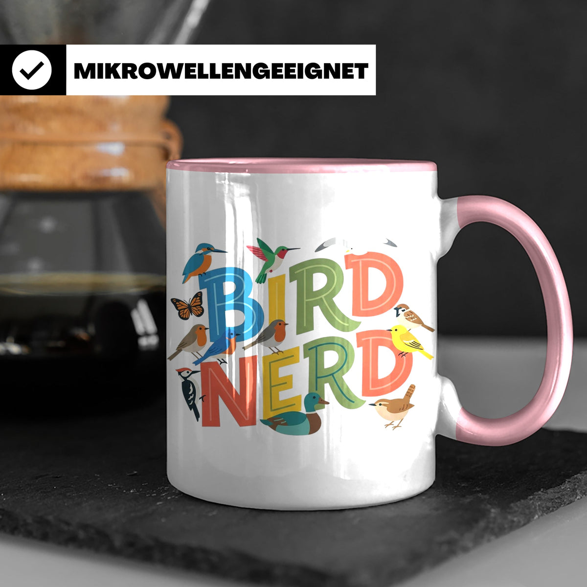 Bird Nerd Tasse für Vogelbeobachter & Ornithologen, lustiger – Rosa [farbe:rosa]