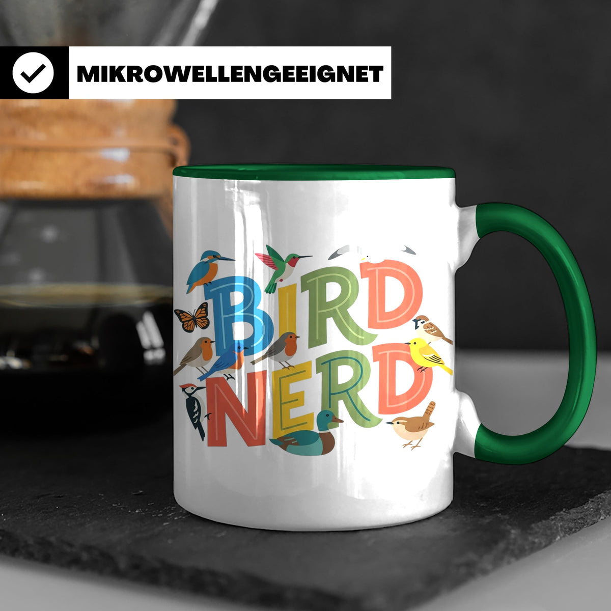 Bird Nerd Tasse für Vogelbeobachter & Ornithologen, lustiger – Grün [farbe:grün]