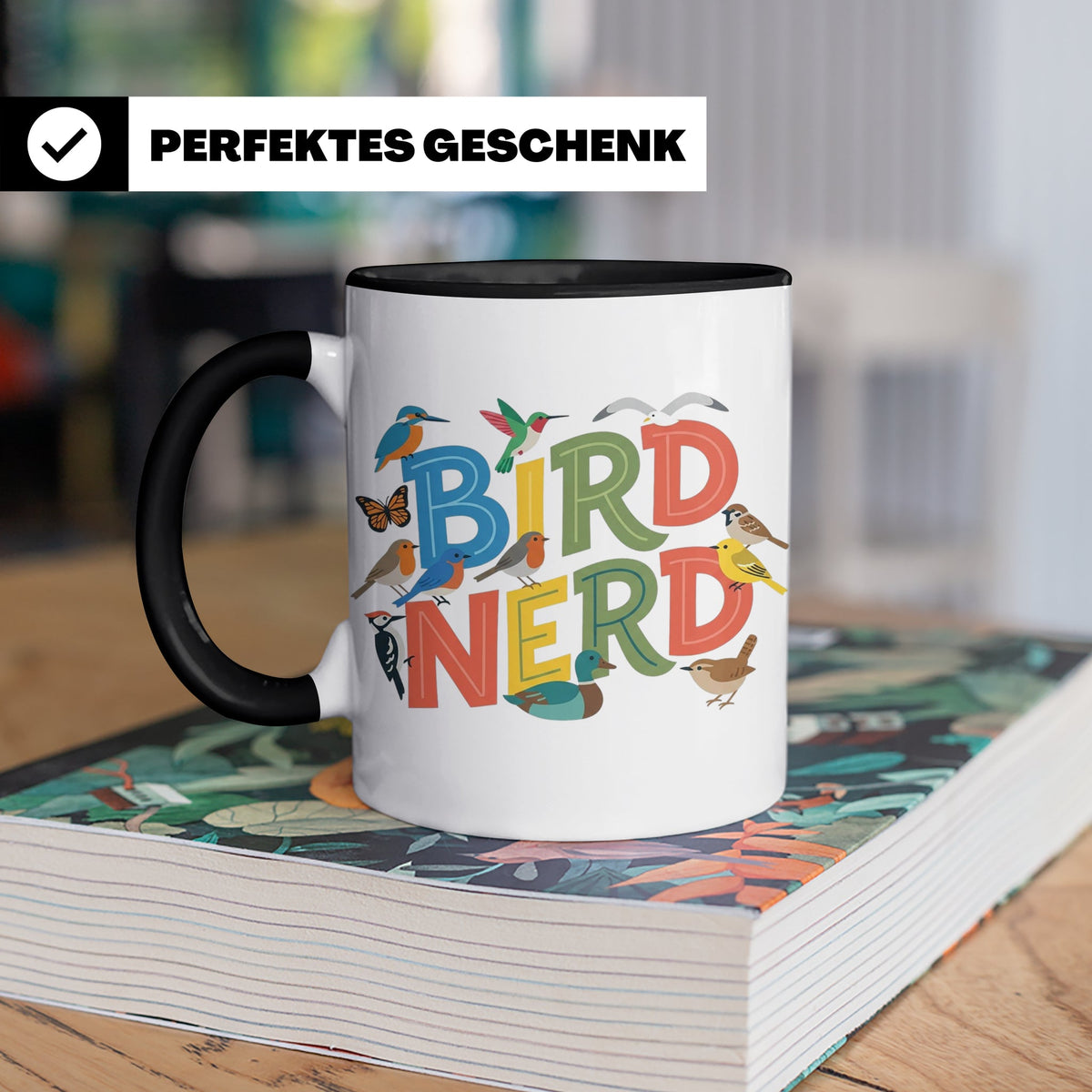 Bird Nerd Tasse für Vogelbeobachter & Ornithologen, lustiger – Schwarz [farbe:schwarz]