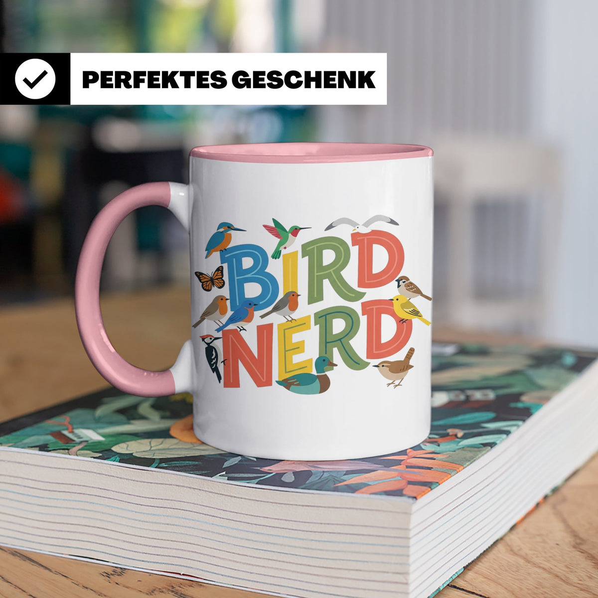 Bird Nerd Tasse für Vogelbeobachter & Ornithologen, lustiger – Rosa [farbe:rosa]