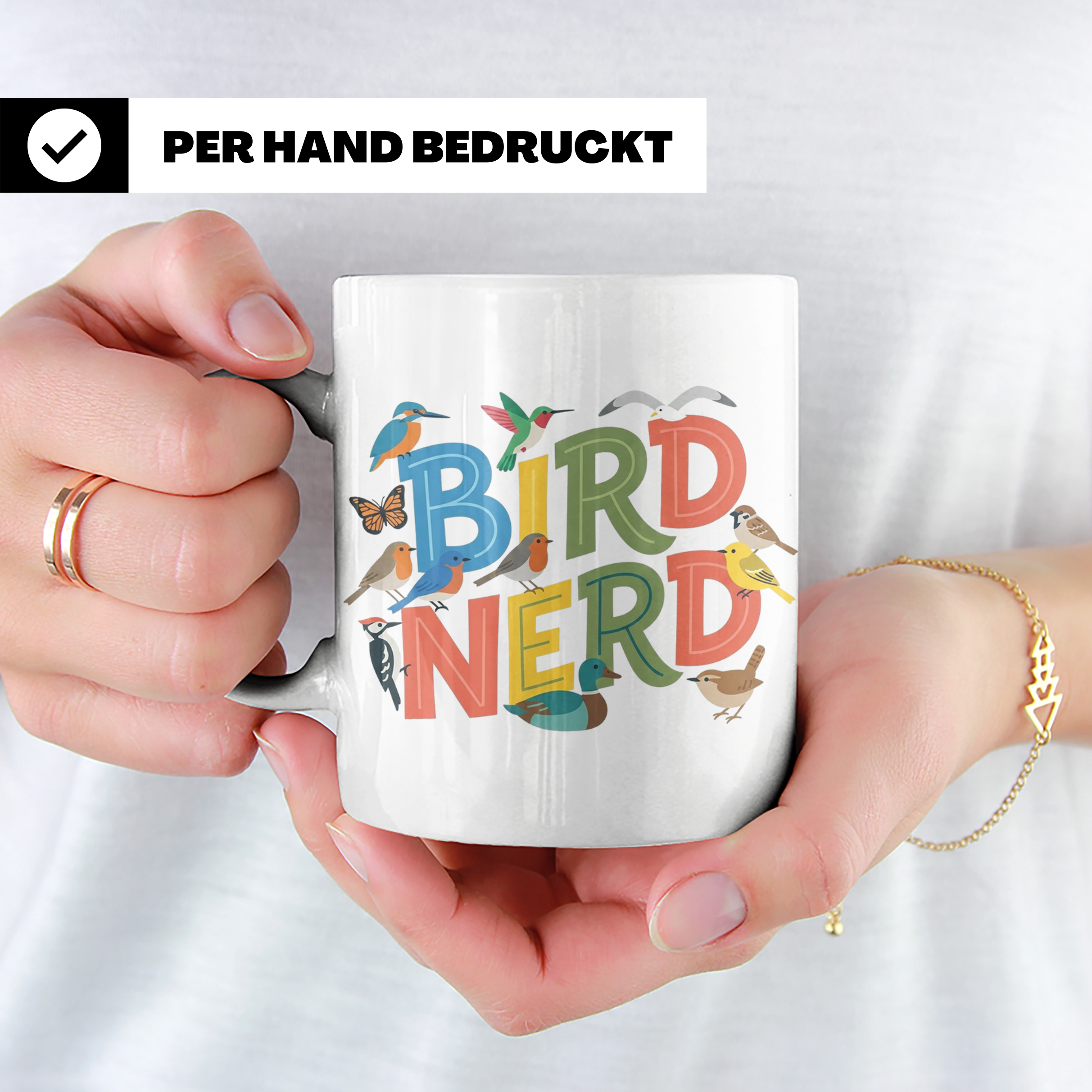 Bird Nerd Tasse für Vogelbeobachter & Ornithologen, lustiger – Weiß [farbe:weiß]