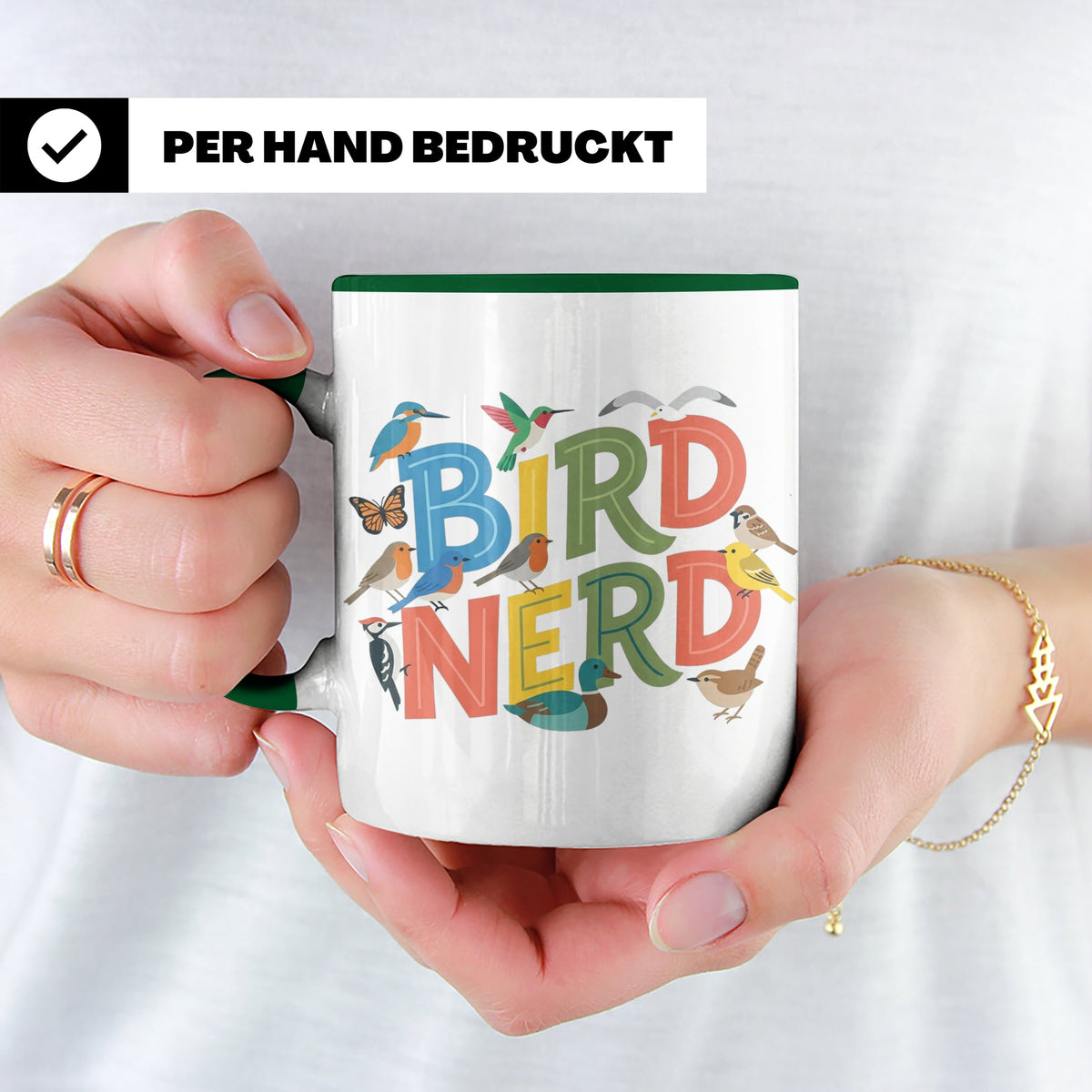 Bird Nerd Tasse für Vogelbeobachter & Ornithologen, lustiger – Grün [farbe:grün]