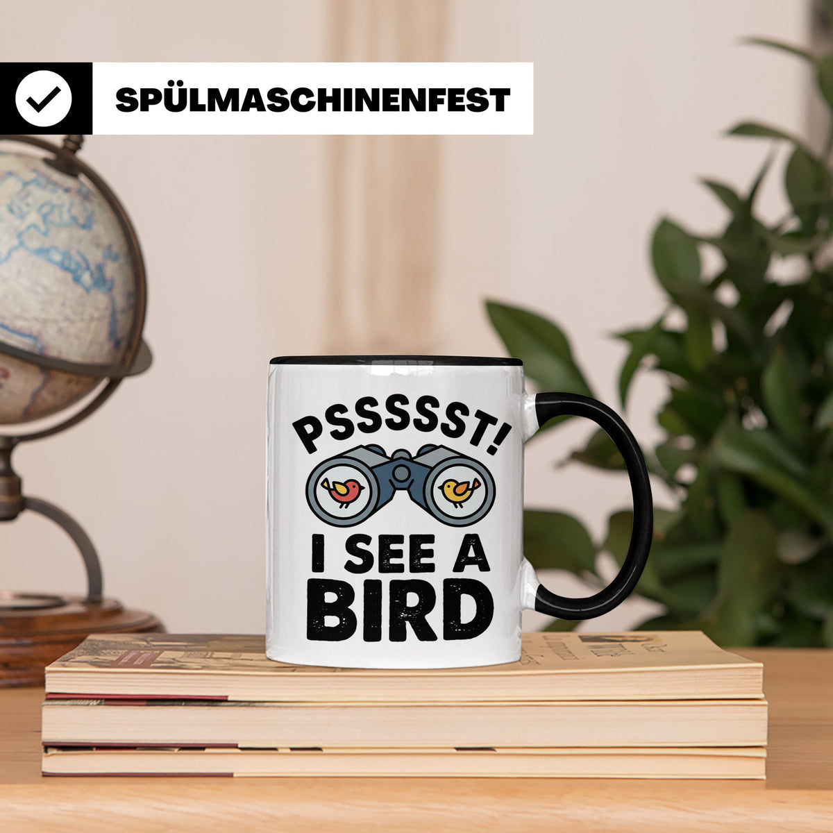 Vogelbeobachtung Tasse mit Spruch Pssst I See A Bird Kaffeet – Schwarz [farbe:schwarz]