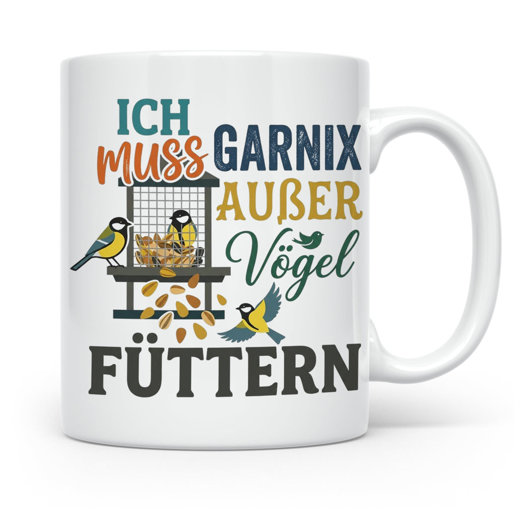 Vögel Füttern Tasse mit Spruch | Geschenk für Vogelfreunde,  – Weiß [farbe:weiß]