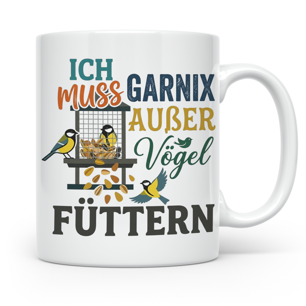 Vögel Füttern Tasse mit Spruch | Geschenk für Vogelfreunde,  – Weiß [farbe:weiß]