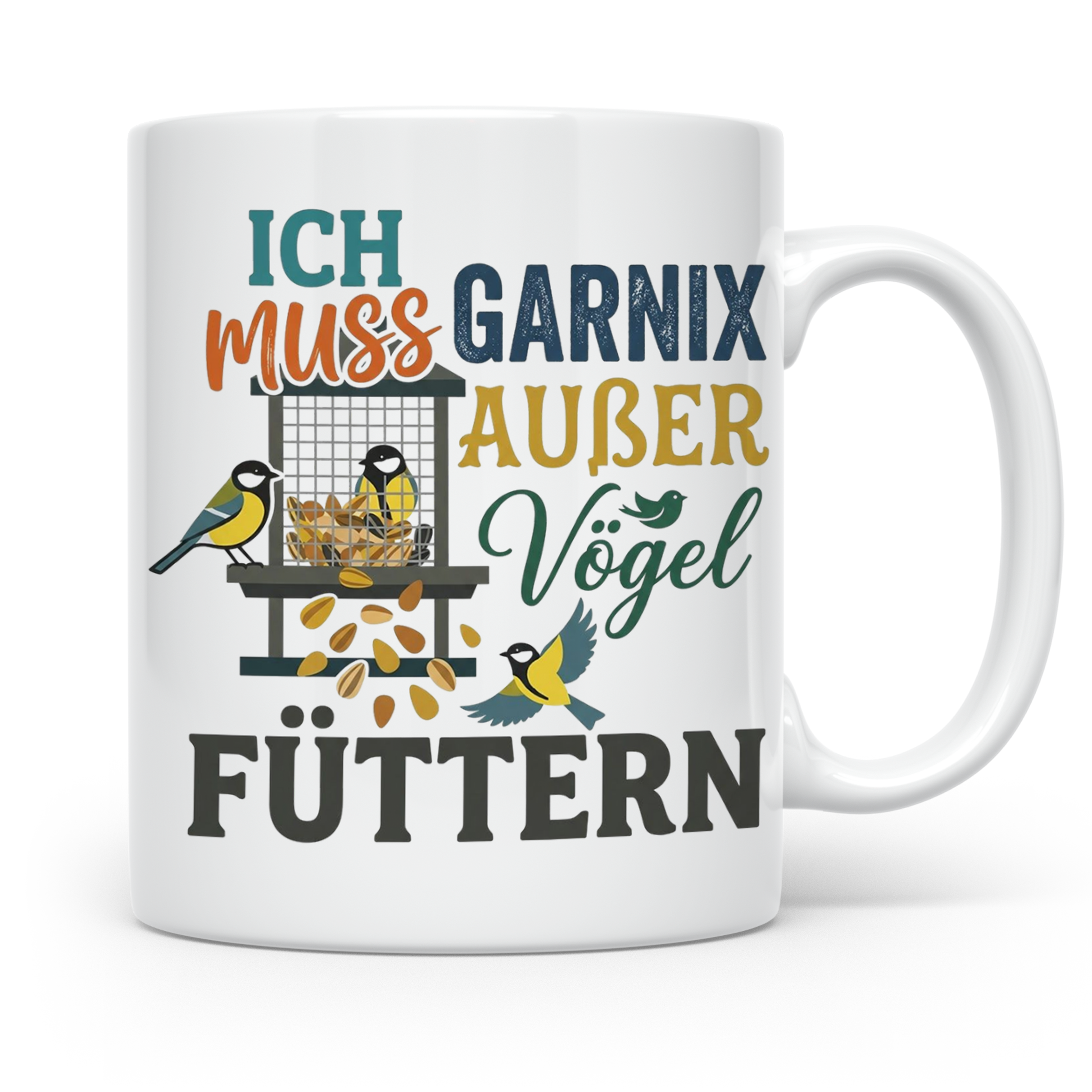 Vögel Füttern Tasse mit Spruch | Geschenk für Vogelfreunde,  – Weiß [farbe:weiß]