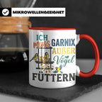 Vögel Füttern Tasse mit Spruch | Geschenk für Vogelfreunde,  – Rot [farbe:rot]