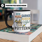 Vögel Füttern Tasse mit Spruch | Geschenk für Vogelfreunde,  – Schwarz [farbe:schwarz]