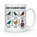 Vogelbeobachter Tasse "How to Identify Birds" Lustiges Nerd  – Weiß [farbe:weiß]