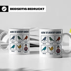 Vogelbeobachter Tasse "How to Identify Birds" Lustiges Nerd  – Weiß [farbe:weiß]