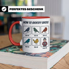 Vogelbeobachter Tasse "How to Identify Birds" Lustiges Nerd  – Rot [farbe:rot]