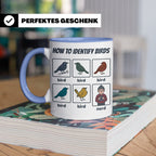 Vogelbeobachter Tasse "How to Identify Birds" Lustiges Nerd  – Blau [farbe:blau]