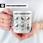 Vogelbeobachter Tasse "How to Identify Birds" Lustiges Nerd  – Weiß [farbe:weiß]