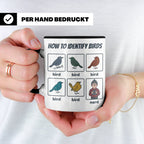 Vogelbeobachter Tasse "How to Identify Birds" Lustiges Nerd  – Schwarz [farbe:schwarz]