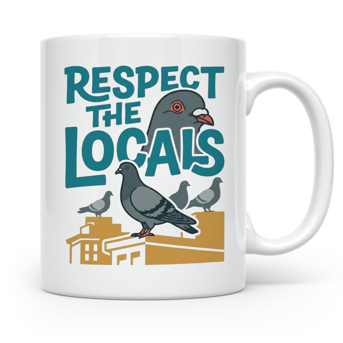 Tauben Tasse 'Respect the Locals' | Lustiger Stadttauben Spr – Weiß [farbe:weiß]