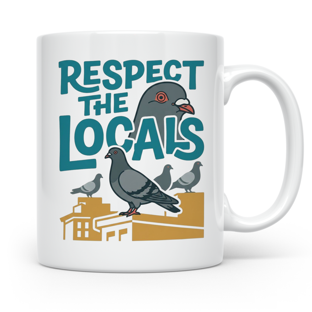 Tauben Tasse 'Respect the Locals' | Lustiger Stadttauben Spr – Weiß [farbe:weiß]