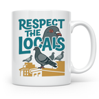 Tauben Tasse 'Respect the Locals' | Lustiger Stadttauben Spr – Weiß [farbe:weiß]