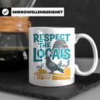 Tauben Tasse 'Respect the Locals' | Lustiger Stadttauben Spr – Weiß [farbe:weiß]