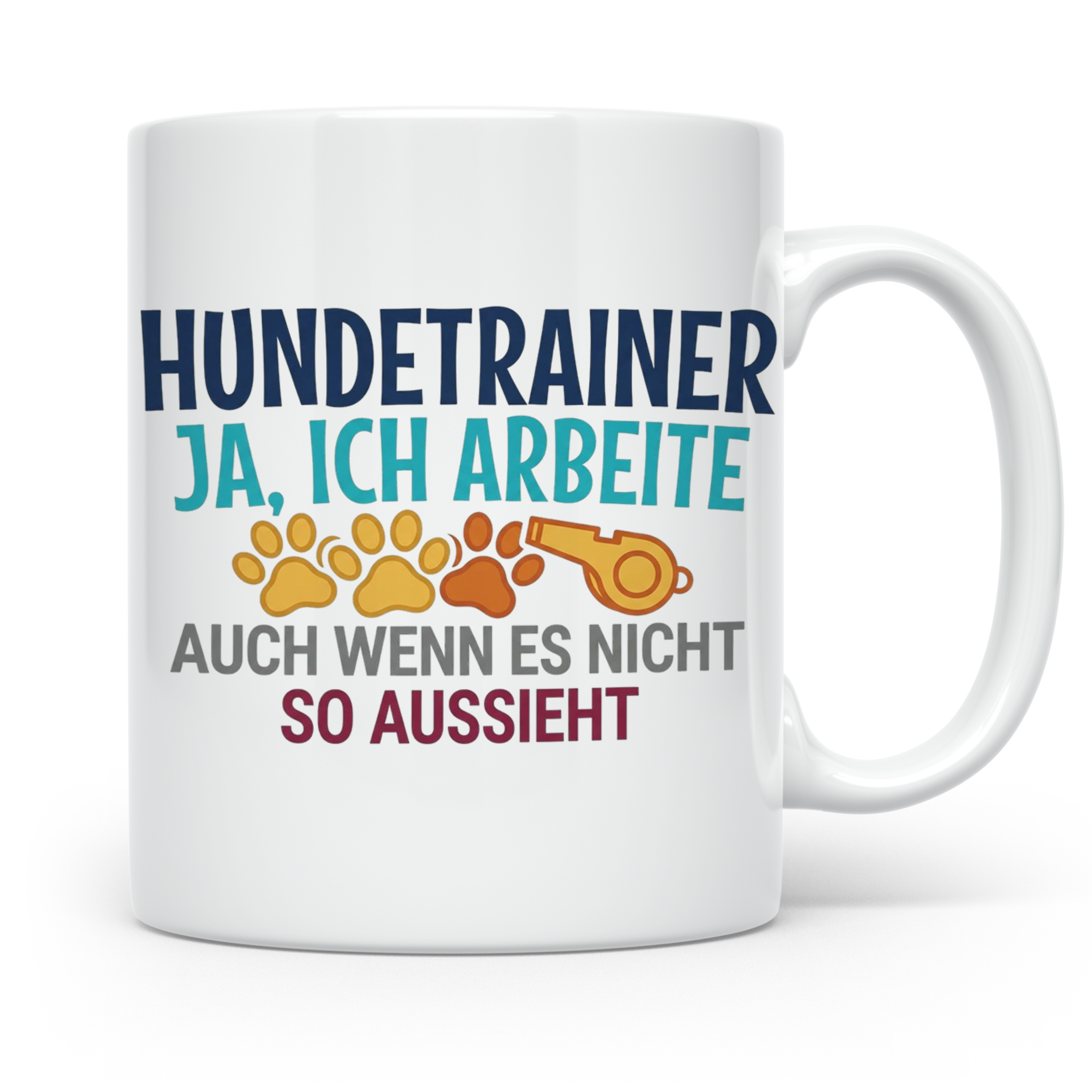 Hundetrainer Tasse mit Spruch | Ja ich arbeite | Lustiges Ge – Weiß [farbe:weiß]