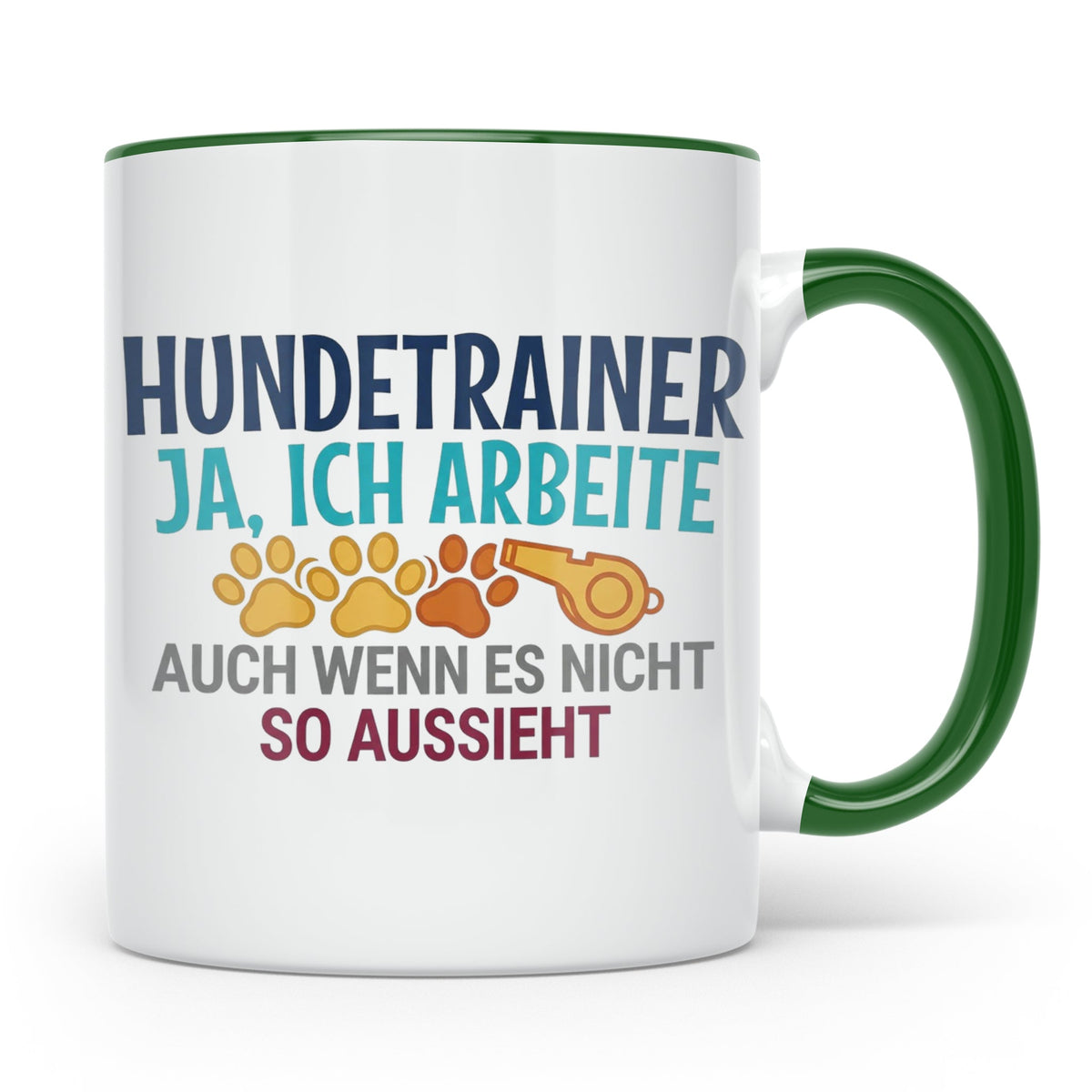 Hundetrainer Tasse mit Spruch | Ja ich arbeite | Lustiges Ge – Grün [farbe:grün]