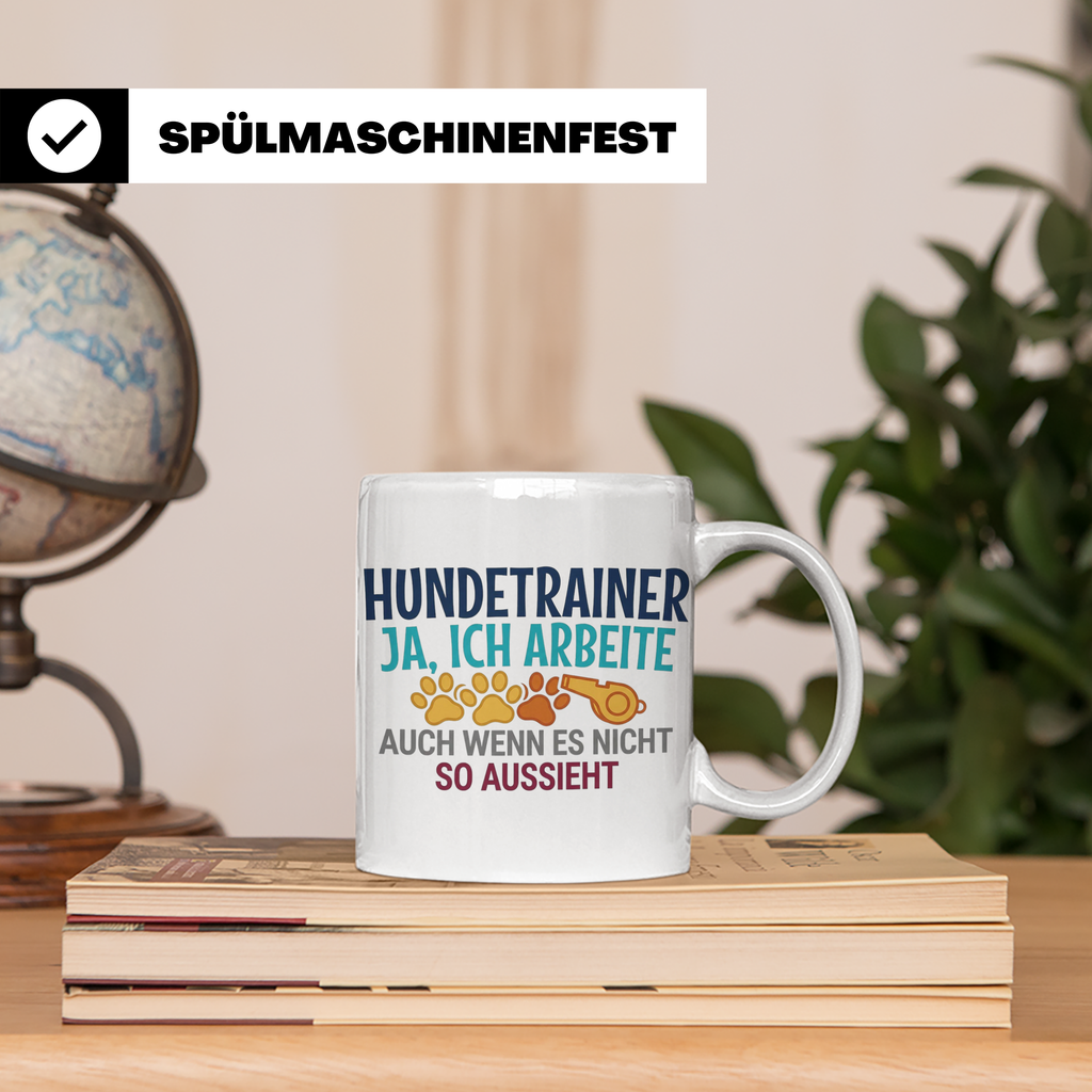 Hundetrainer Tasse mit Spruch | Ja ich arbeite | Lustiges Ge – Weiß [farbe:weiß]