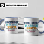 Hundetrainer Tasse mit Spruch | Ja ich arbeite | Lustiges Ge – Blau [farbe:blau]