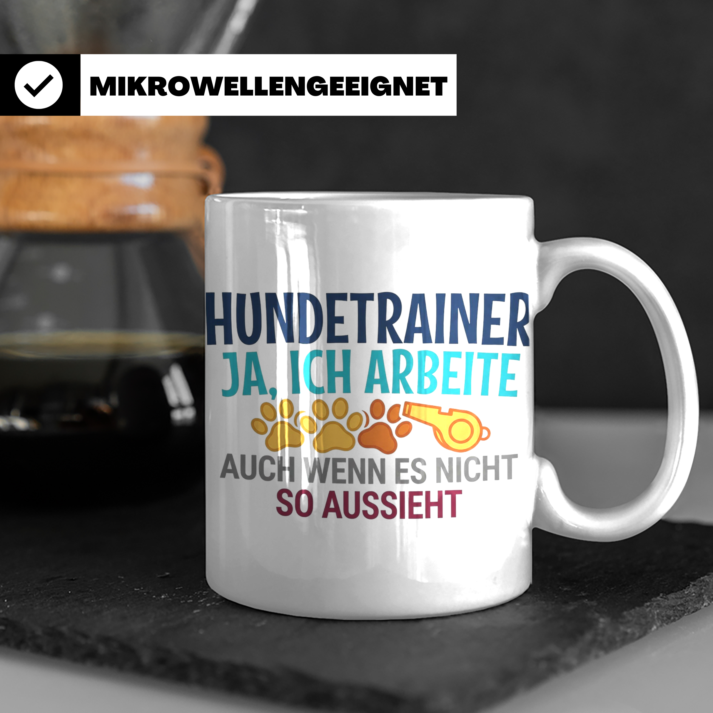 Hundetrainer Tasse mit Spruch | Ja ich arbeite | Lustiges Ge – Weiß [farbe:weiß]