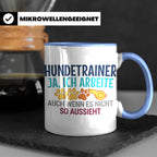 Hundetrainer Tasse mit Spruch | Ja ich arbeite | Lustiges Ge – Blau [farbe:blau]
