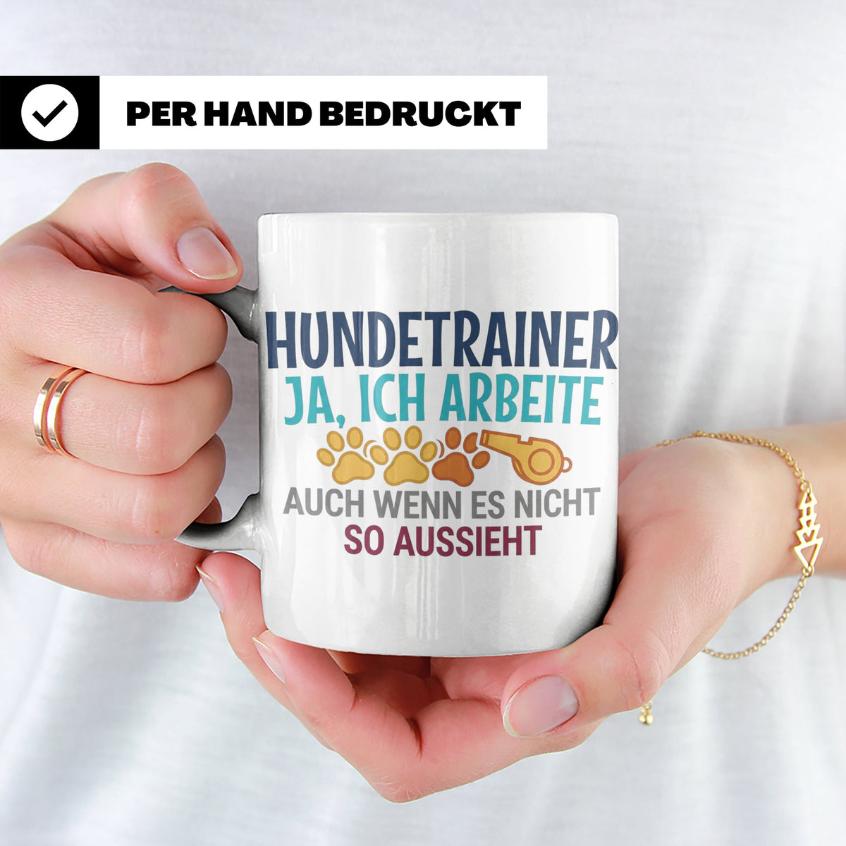 Hundetrainer Tasse mit Spruch | Ja ich arbeite | Lustiges Ge – Weiß [farbe:weiß]