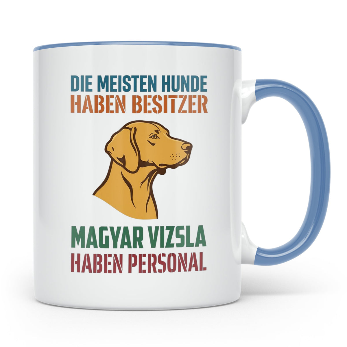 Magyar Vizsla Tasse mit Spruch Personal, Geschenk für Hundeb – Blau [farbe:blau]