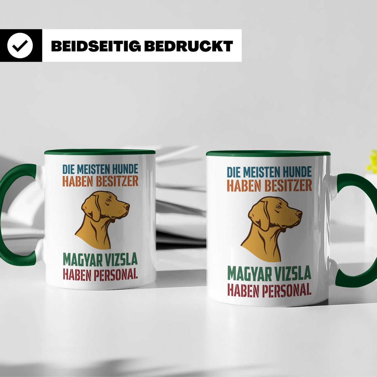 Magyar Vizsla Tasse mit Spruch Personal, Geschenk für Hundeb – Grün [farbe:grün]