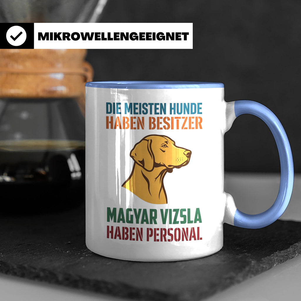 Magyar Vizsla Tasse mit Spruch Personal, Geschenk für Hundeb – Blau [farbe:blau]