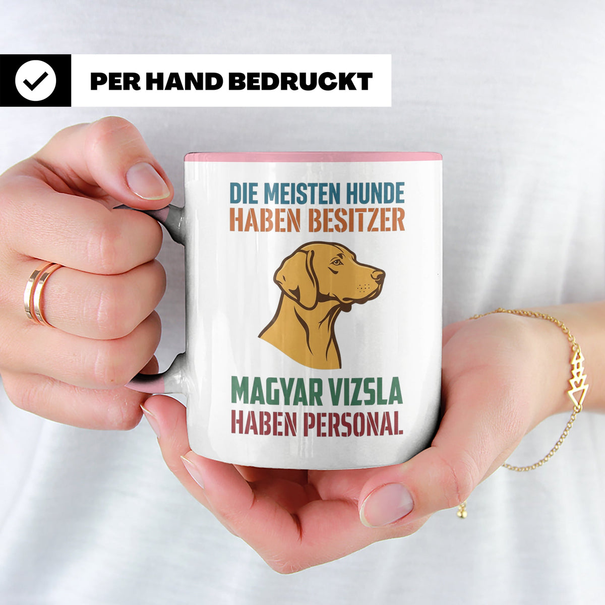 Magyar Vizsla Tasse mit Spruch Personal, Geschenk für Hundeb – Rosa [farbe:rosa]