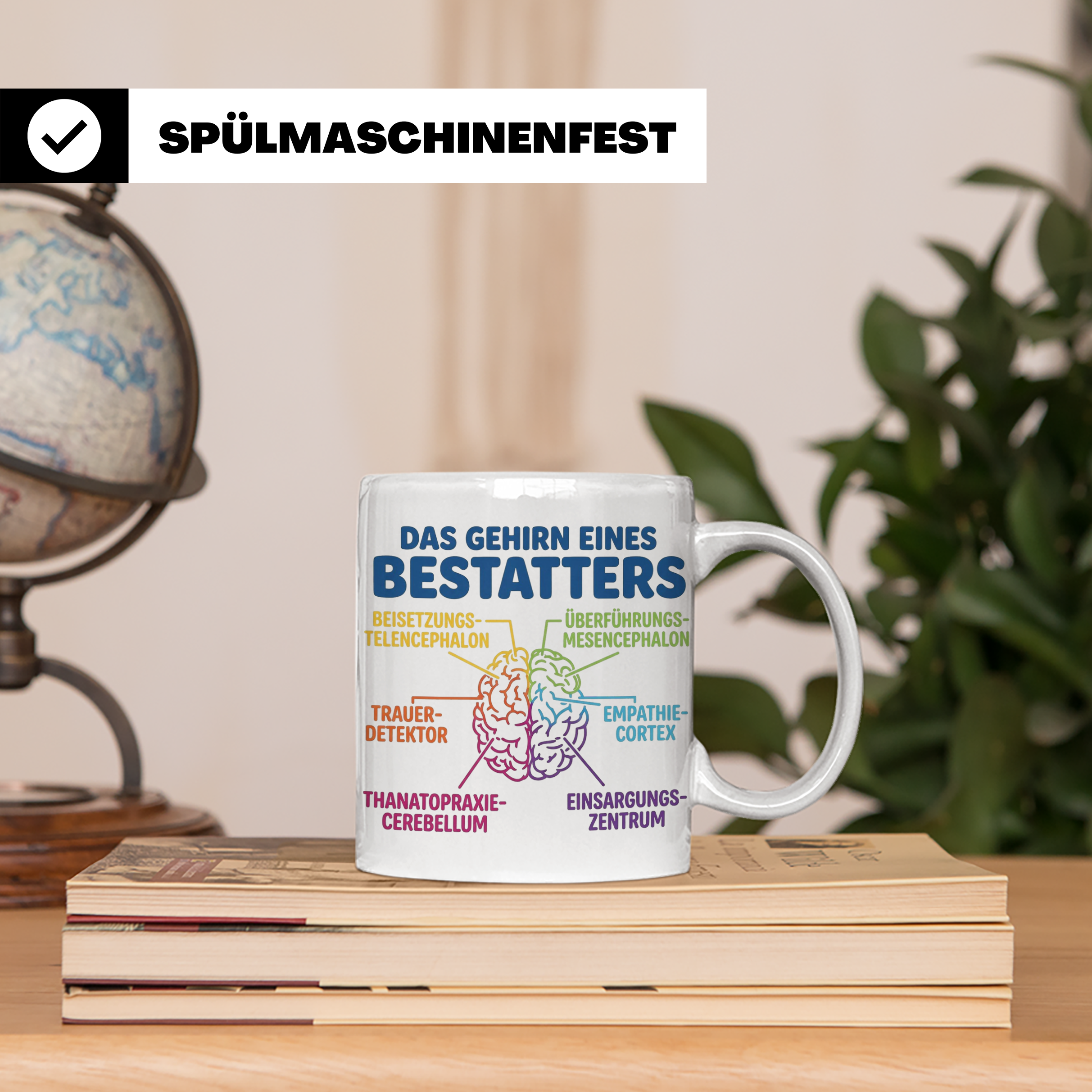 Bestatter Tasse Gehirn lustig | Kaffeetasse für Bestattungsf – Weiß [farbe:weiß]