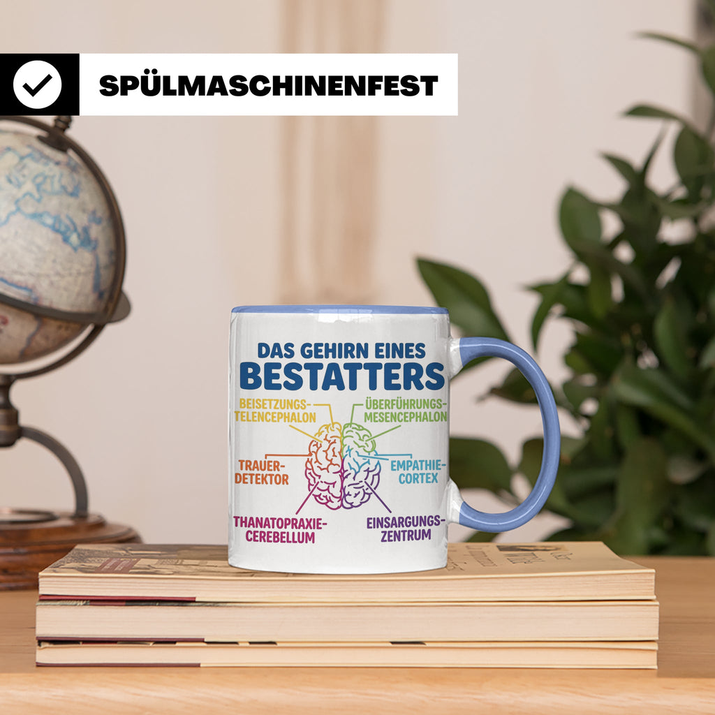 Bestatter Tasse Gehirn lustig | Kaffeetasse für Bestattungsf – Blau [farbe:blau]