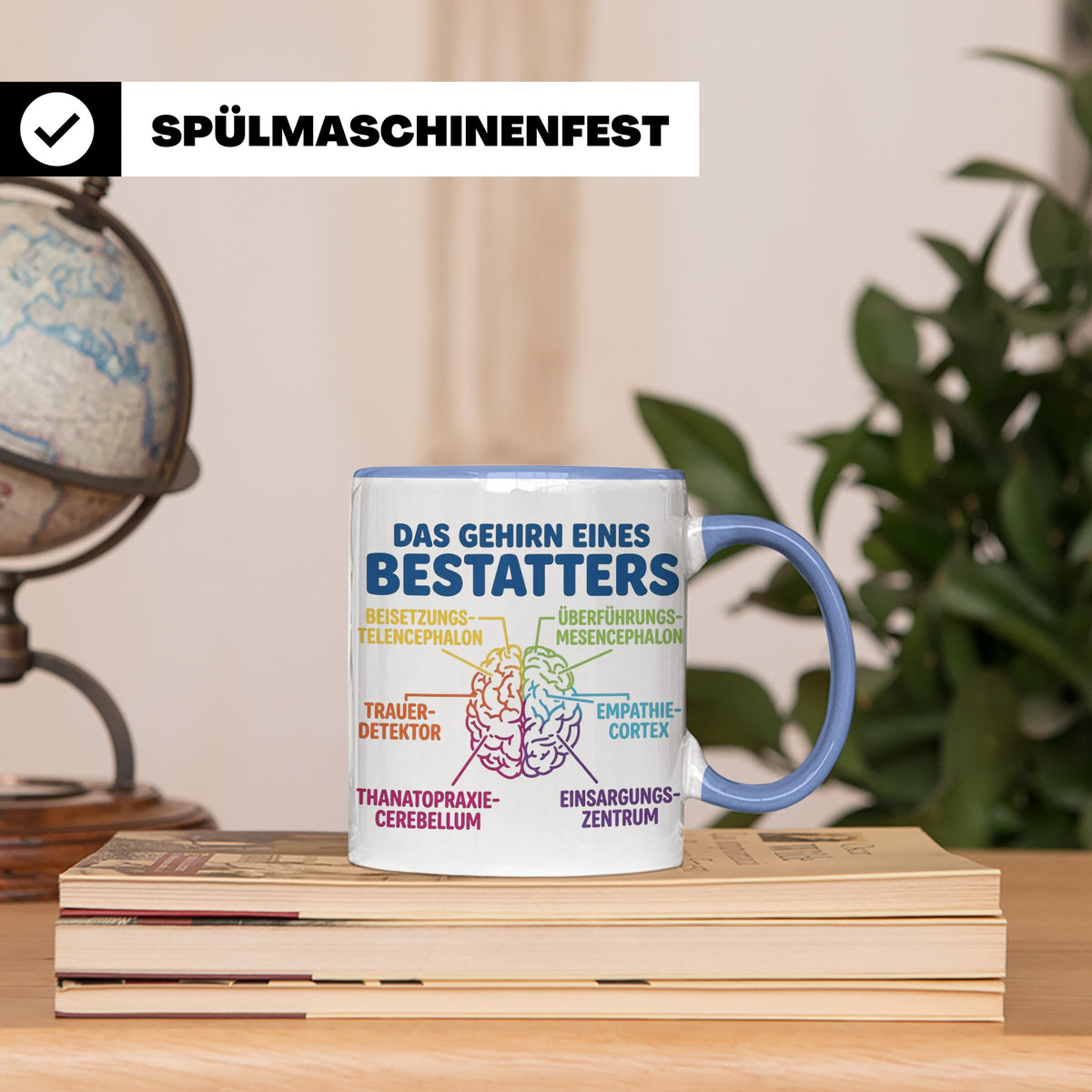 Bestatter Tasse Gehirn lustig | Kaffeetasse für Bestattungsf – Blau [farbe:blau]
