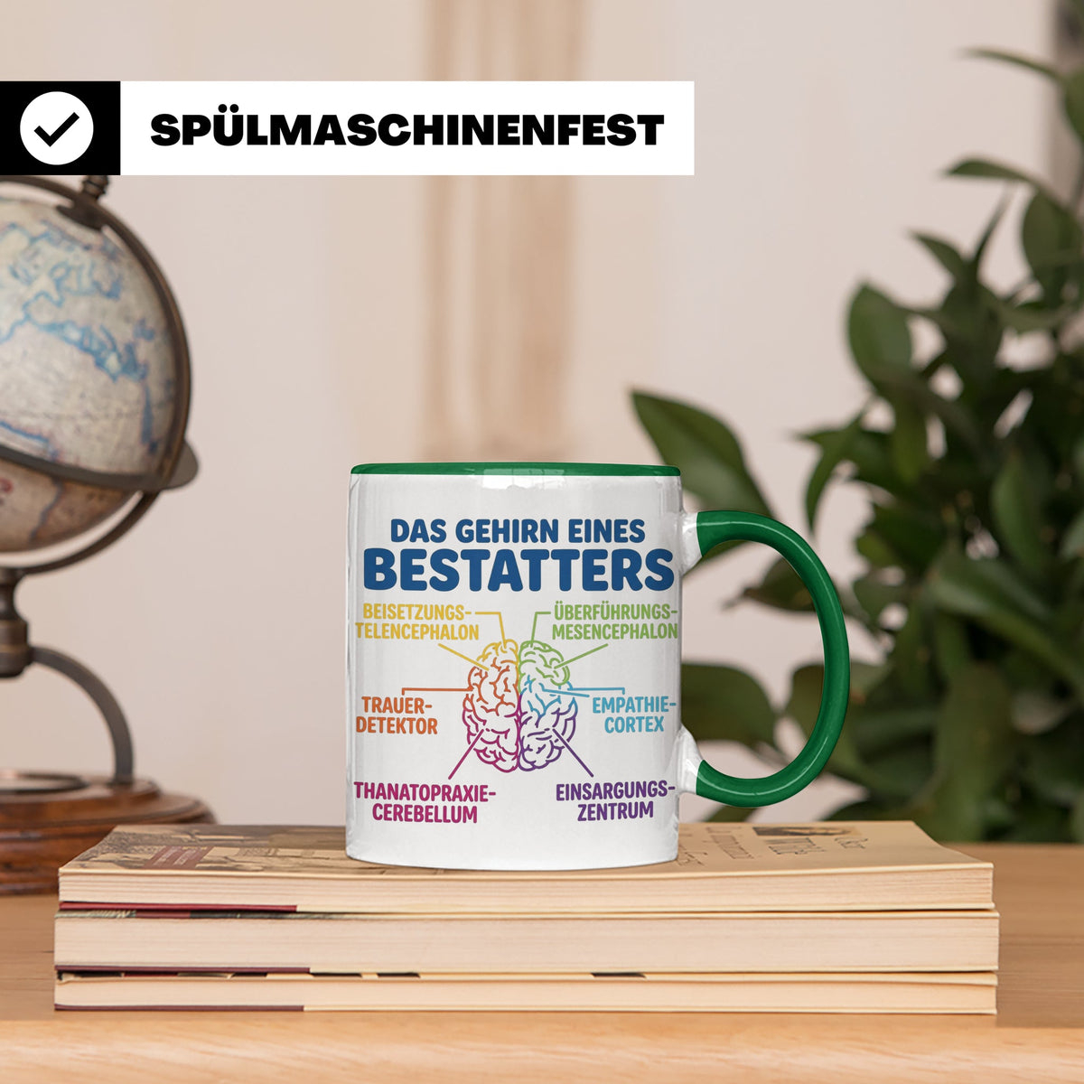Bestatter Tasse Gehirn lustig | Kaffeetasse für Bestattungsf – Grün [farbe:grün]