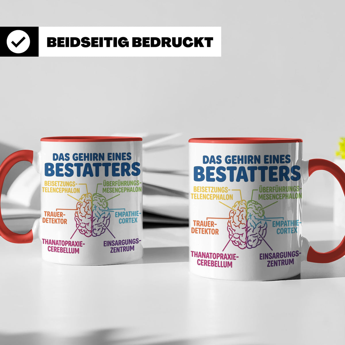 Bestatter Tasse Gehirn lustig | Kaffeetasse für Bestattungsf – Rot [farbe:rot]