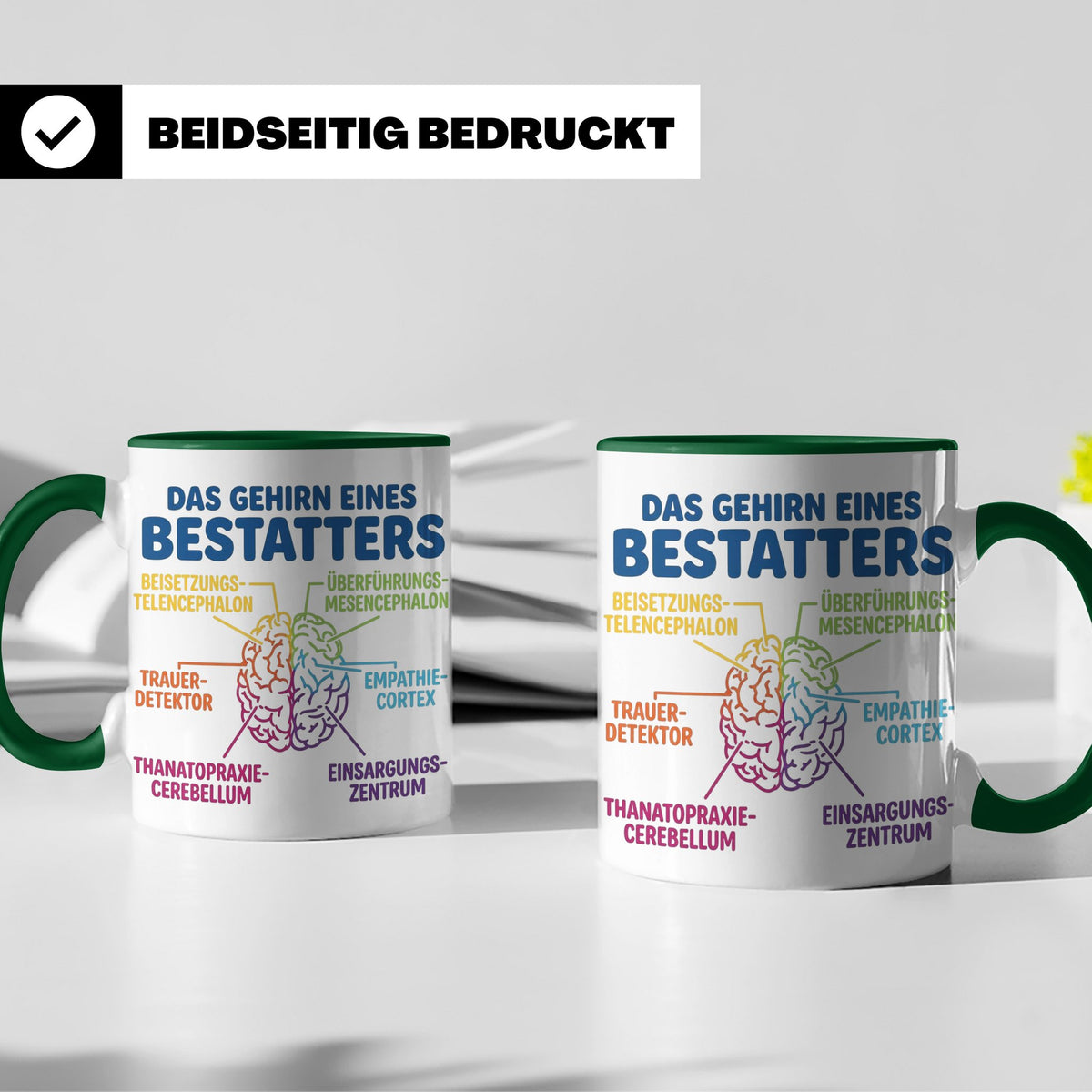Bestatter Tasse Gehirn lustig | Kaffeetasse für Bestattungsf – Grün [farbe:grün]