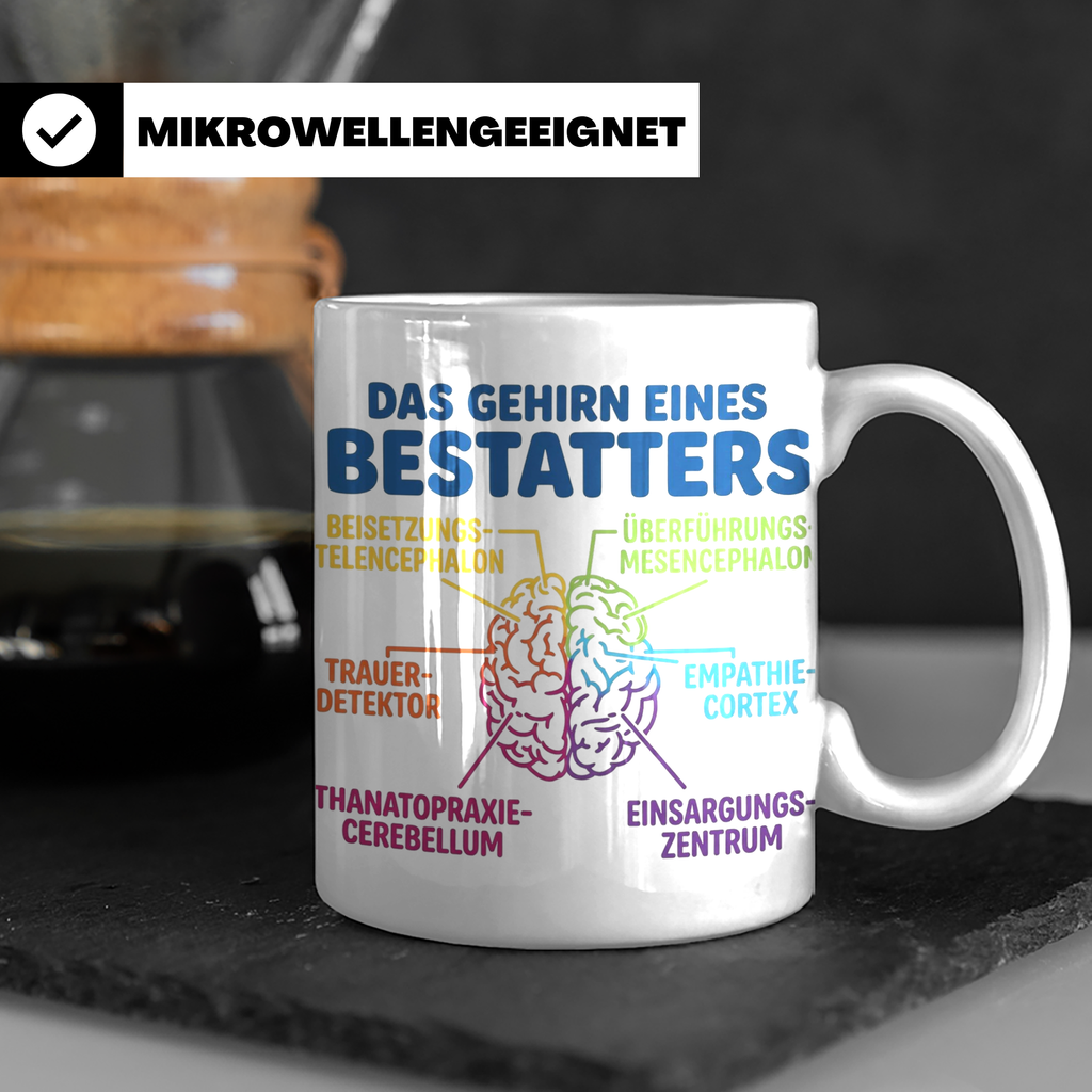 Bestatter Tasse Gehirn lustig | Kaffeetasse für Bestattungsf – Weiß [farbe:weiß]