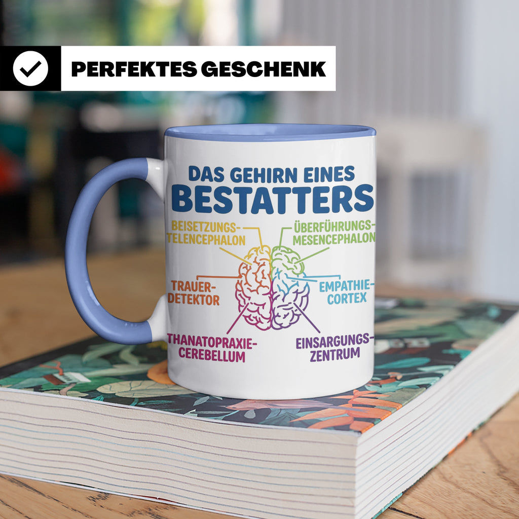 Bestatter Tasse Gehirn lustig | Kaffeetasse für Bestattungsf – Blau [farbe:blau]