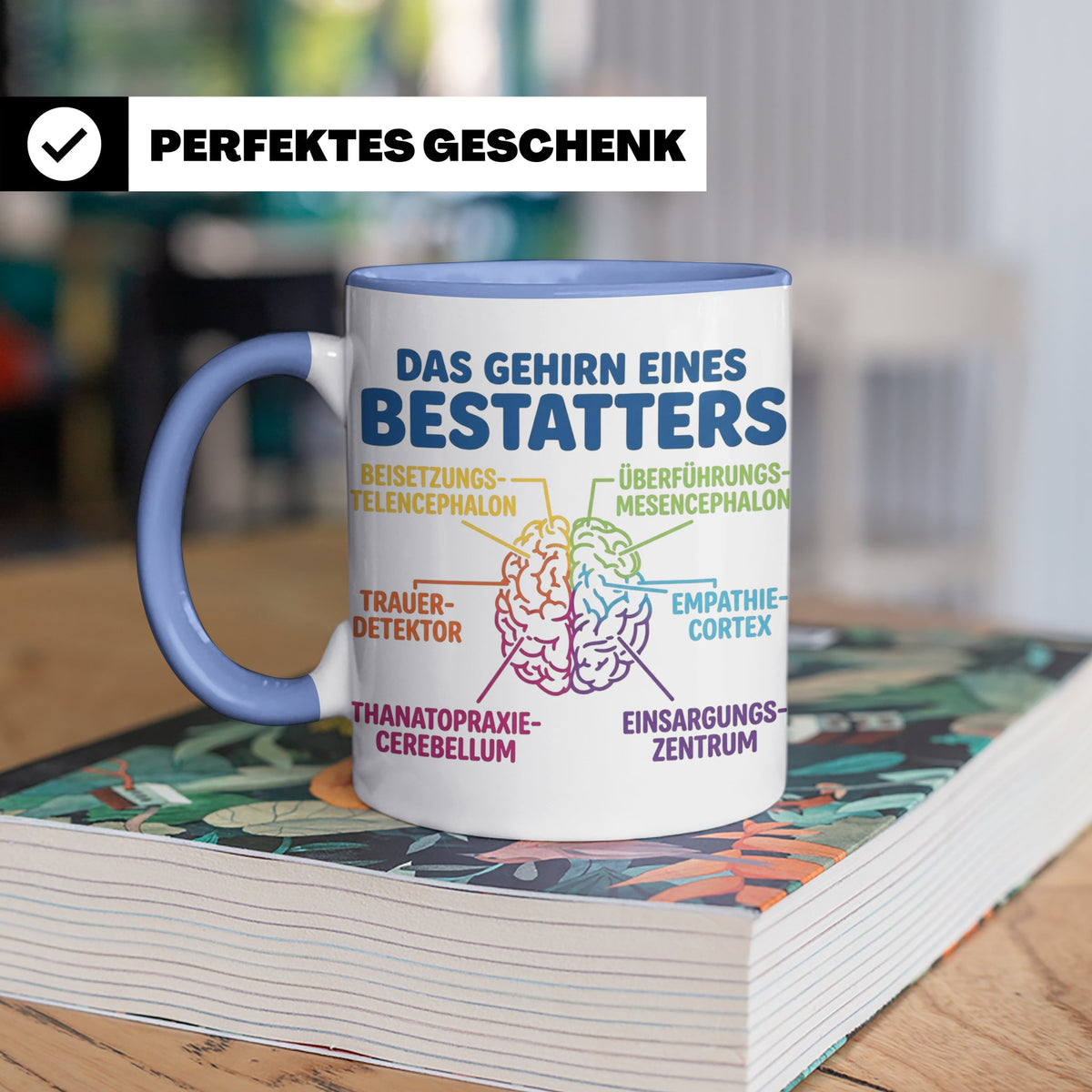 Bestatter Tasse Gehirn lustig | Kaffeetasse für Bestattungsf – Blau [farbe:blau]