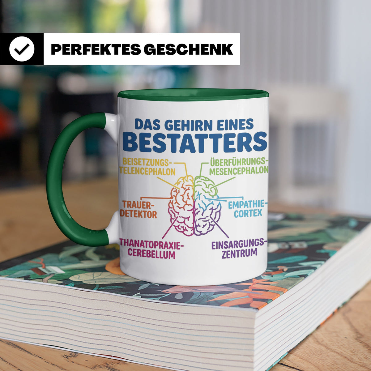 Bestatter Tasse Gehirn lustig | Kaffeetasse für Bestattungsf – Grün [farbe:grün]